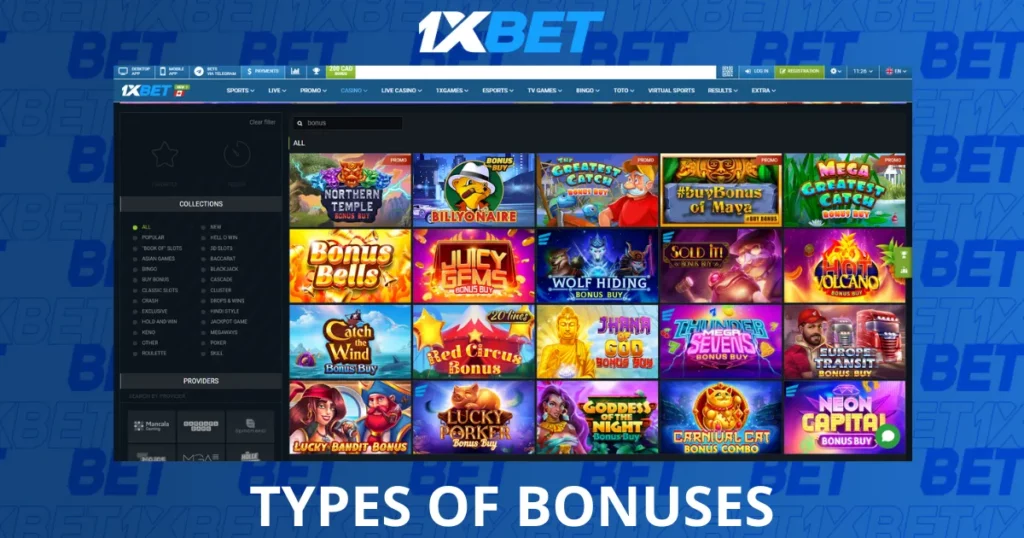 Types of Bonuses at 1xBet Spain
