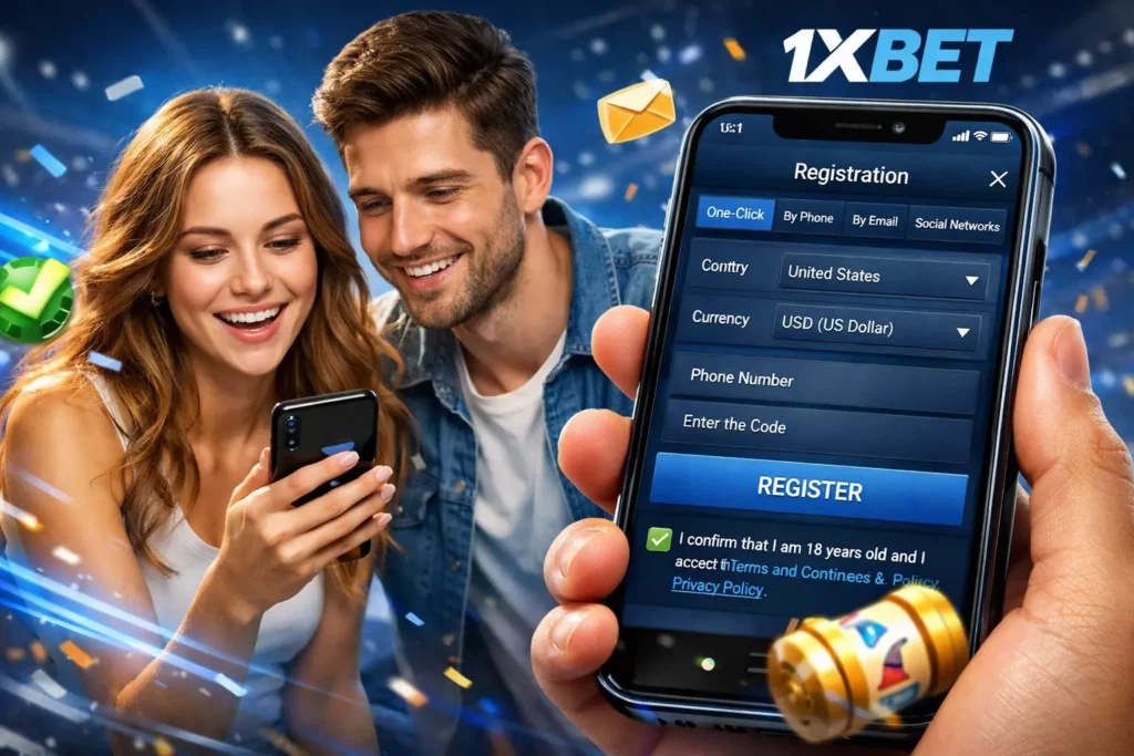 1XBet Registration through mobile devices